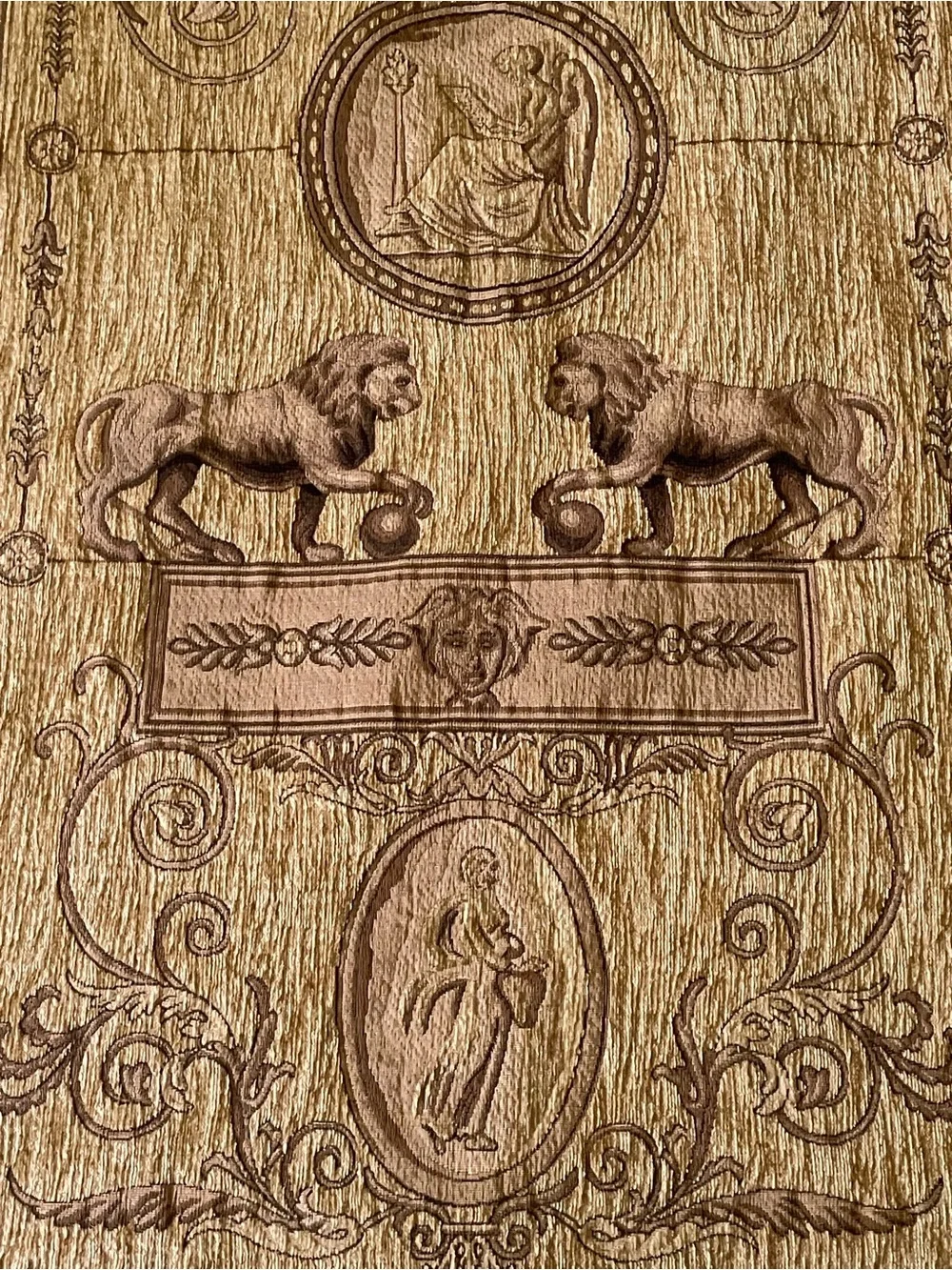 Large Beljen Mills Jacquard Neoclassical Wall Hanging Tapestry Panel